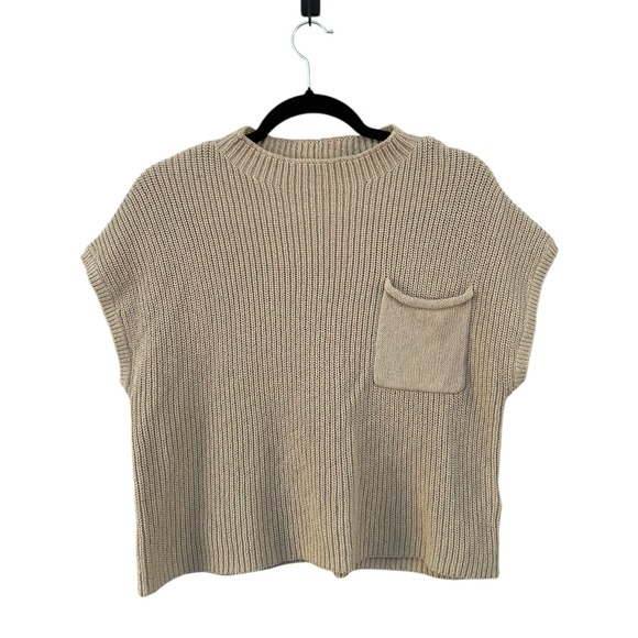 Free People Freya Oatmeal Knit Mock Roll Neck Sweater Top Shirt Oversized Medium - Picture 2 of 8